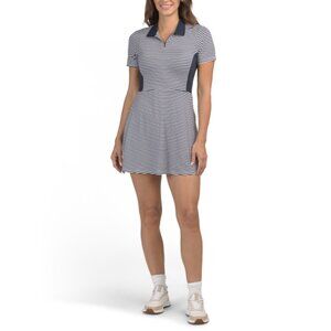 PUMA GOLF Navy/white Kassidy Striped Short Sleeve Mini Dress With Shorts
